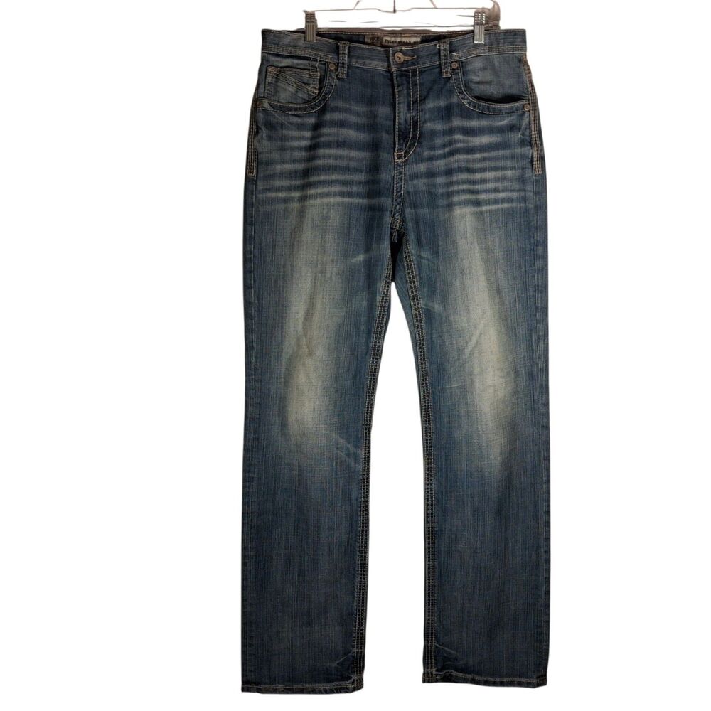 BKE Buckle tyler jeans mens 34L 34x34 blue denim straight leg fit rock ABM2397